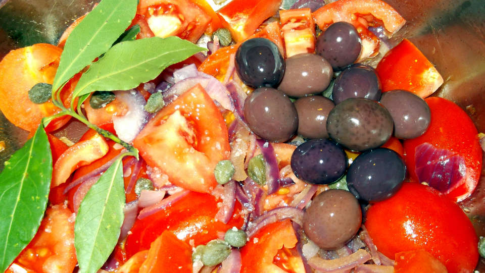 Baccalà vegetariano in umido